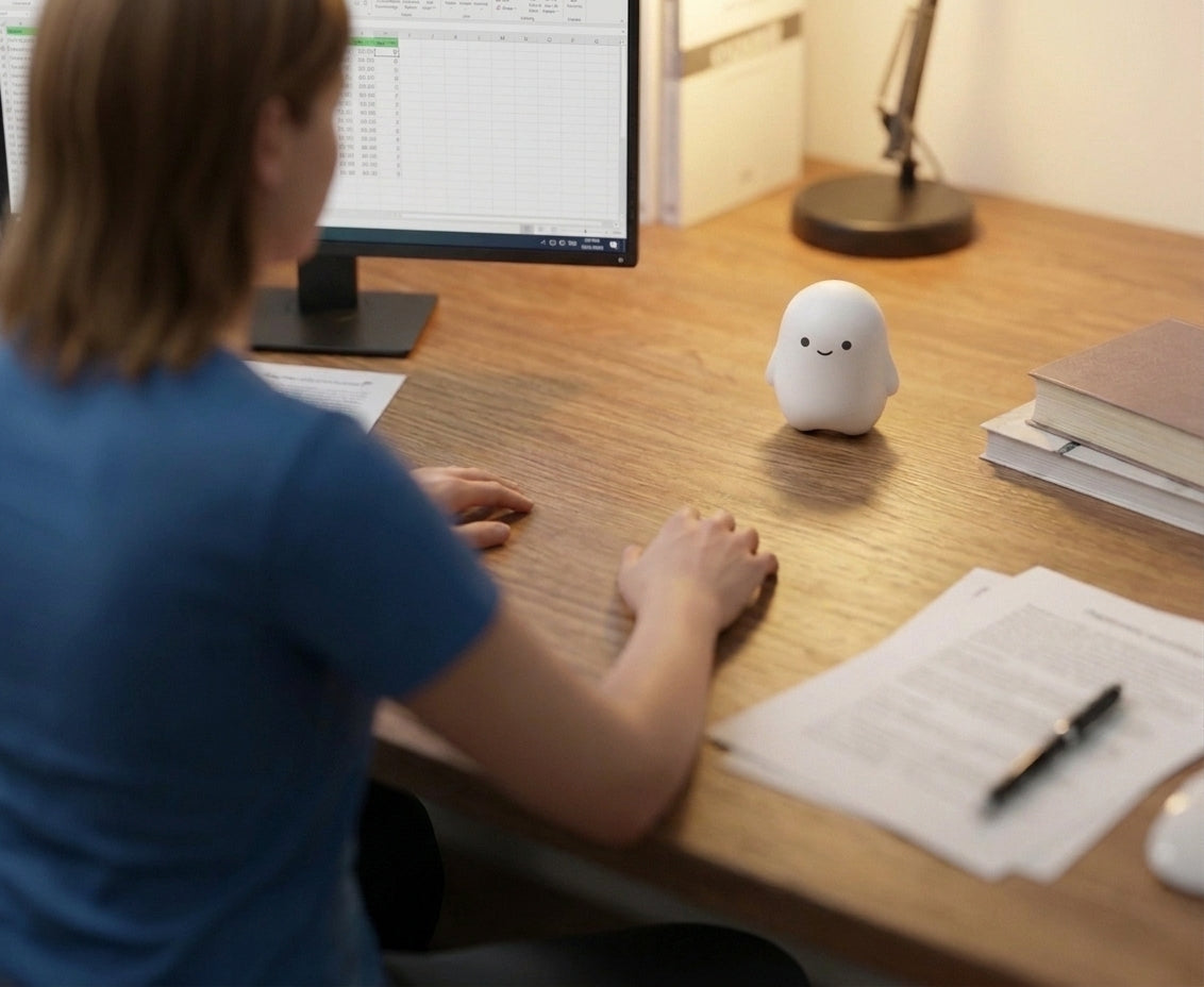 Wink keeping you company on a desk while you work